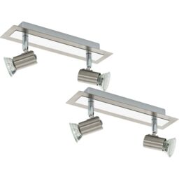 Loops 2 PACK Wall 2 Spot Lights Colour Satin Nickel Chrome Plated GU10 2x5W Included in Metallics - thumbnail 1
