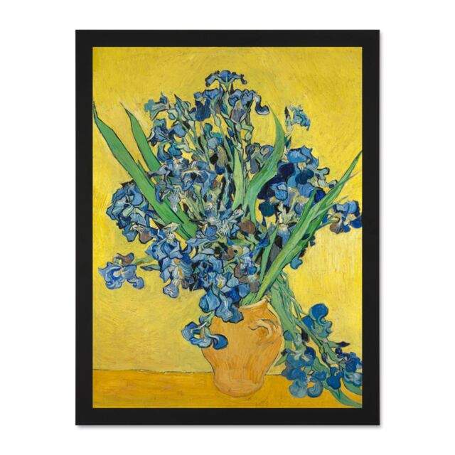 "Artery8 Wall Art Print Van Gogh Irises Painting Large Framed Wall Décor Art in White - Size: W18"" x H24""" - image 1
