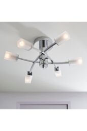 Netlighting Havana 6 Light Semi Flush Multi Arm Ceiling Light Chrome Acid Etched Glass G9 in Grey - thumbnail 2