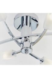 Netlighting Havana 6 Light Semi Flush Multi Arm Ceiling Light Chrome Acid Etched Glass G9 in Grey - thumbnail 6