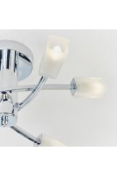 Netlighting Havana 6 Light Semi Flush Multi Arm Ceiling Light Chrome Acid Etched Glass G9 in Grey - thumbnail 5