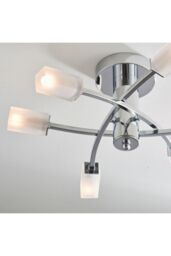 Netlighting Havana 6 Light Semi Flush Multi Arm Ceiling Light Chrome Acid Etched Glass G9 in Grey - thumbnail 4