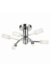 Netlighting Havana 6 Light Semi Flush Multi Arm Ceiling Light Chrome Acid Etched Glass G9 in Grey