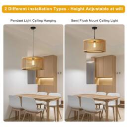 NIVOR 1 Light Farmhouse Boho Wooden Caged Pendant E27 Dimmable Adjustable in Tan - thumbnail 3