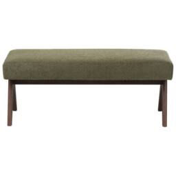 Wyld and Coco Boucle Bench Green and Brown with Rubberwood Legs - thumbnail 5