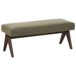 Wyld and Coco Boucle Bench Green and Brown with Rubberwood Legs - thumbnail 3