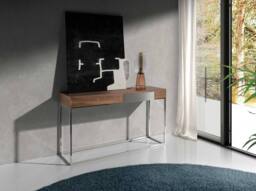 Angel Cerda Walnut-Veneer Console Table with Chrome Legs in Brown - thumbnail 5