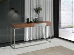 Angel Cerda Walnut-Veneer Console Table with Chrome Legs in Brown - thumbnail 3
