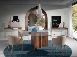 Angel Cerda Walnut-Veneer Console Table with Chrome Legs in Brown - thumbnail 6