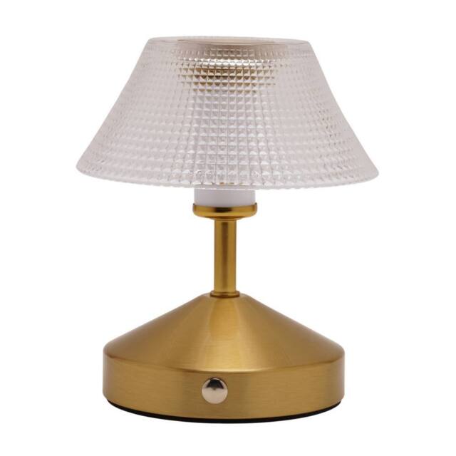 Hestia Small Etched Glass Bronze USB LED Touch Table Lamp in Gold - image 1