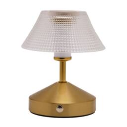 Hestia Small Etched Glass Bronze USB LED Touch Table Lamp in Gold