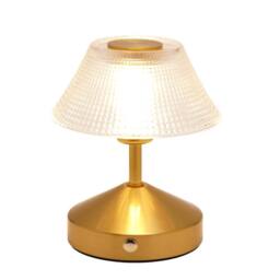 Hestia Small Etched Glass Bronze USB LED Touch Table Lamp in Gold - thumbnail 2