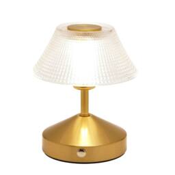 Hestia Small Etched Glass Bronze USB LED Touch Table Lamp in Gold - thumbnail 4