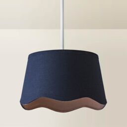 ValueLights Mabel Linen Small 20cm Scallop Edge with Trim Ceiling Light Lamp Shade in Navy - thumbnail 3