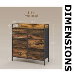 FURNOS Industrial 6 Drawer Chest Storage Unit With Shelf Brown - thumbnail 9