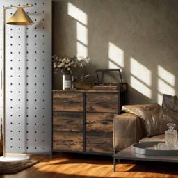 FURNOS Industrial 6 Drawer Chest Storage Unit With Shelf Brown - thumbnail 3