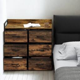 FURNOS Industrial 6 Drawer Chest Storage Unit With Shelf Brown - thumbnail 5
