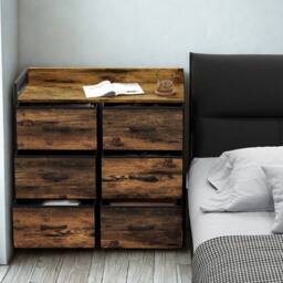FURNOS Industrial 6 Drawer Chest Storage Unit With Shelf Brown - thumbnail 6