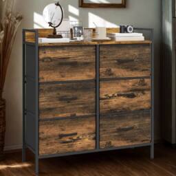 FURNOS Industrial 6 Drawer Chest Storage Unit With Shelf Brown - thumbnail 4