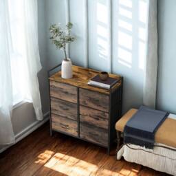FURNOS Industrial 6 Drawer Chest Storage Unit With Shelf Brown - thumbnail 2