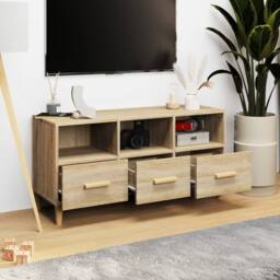 Berkfield Home TV Cabinet Sonoma Oak 102x36x50 cm Engineered Wood in Brown - Size: 102 x 36 x 50 cm - thumbnail 3