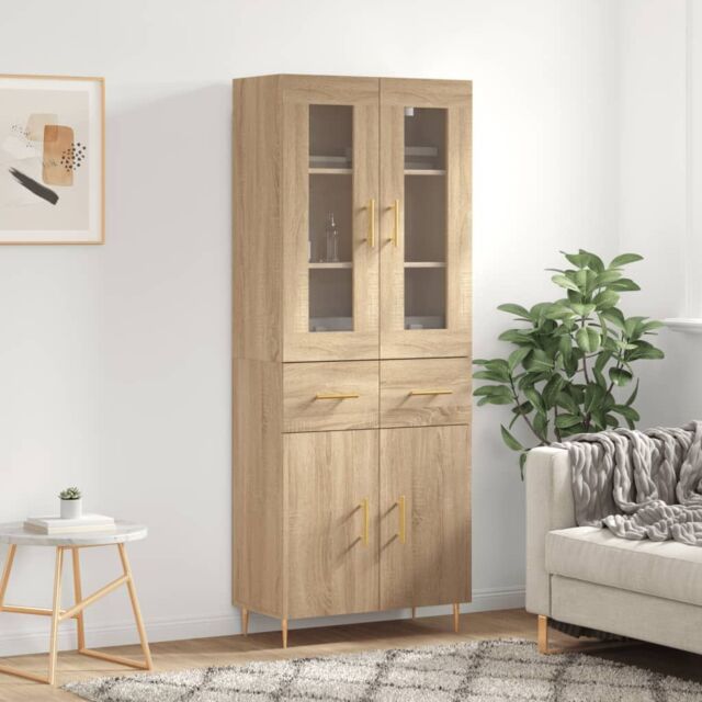 Berkfield Home Highboard Sonoma Oak 69.5x34x180 cm Engineered Wood in Brown - image 1