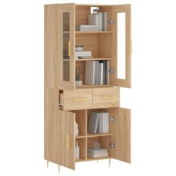 Berkfield Home Highboard Sonoma Oak 69.5x34x180 cm Engineered Wood in Brown - thumbnail 3