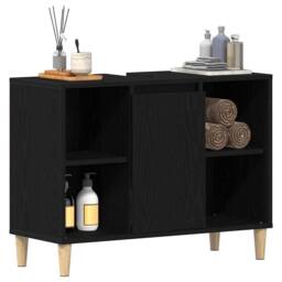 Berkfield Home Sink Cabinet Black Oak 80x33x60 cm Engineered Wood - Size: 80 x 33 x 60 cm - thumbnail 4