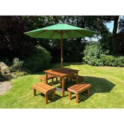Charles Taylor Knights Four Seater Garden Furniture Table Set - Fully Assembled in Light Brown - thumbnail 4