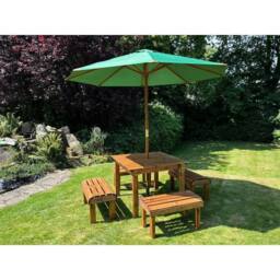 Charles Taylor Knights Four Seater Garden Furniture Table Set - Fully Assembled in Light Brown - thumbnail 3