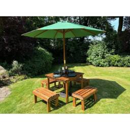 Charles Taylor Knights Four Seater Garden Furniture Table Set - Fully Assembled in Light Brown - thumbnail 2
