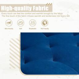 Direct Wicker Modern Velvet Fabric 2-seater Sofa with 3-speed Adjustable Backrest in Navy - Size: 2 Seater - thumbnail 3