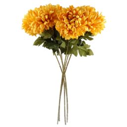Leaf Pack of 6 x 75cm Extra Large Reflex Chrysanthemum - Gold in Yellow - Size: 6 x 75 cm - thumbnail 3