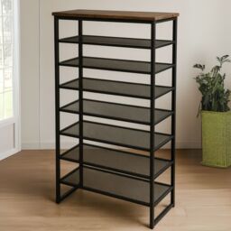 Rafaelo Mobilia 8-Tier Shoe Rack With Detachable Mesh in Brown