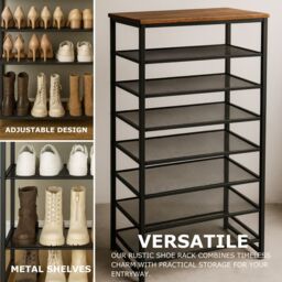 Rafaelo Mobilia 8-Tier Shoe Rack With Detachable Mesh in Brown - thumbnail 7