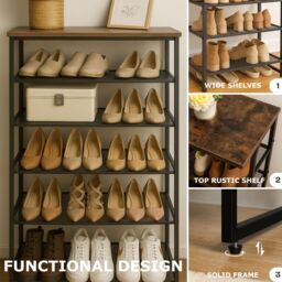Rafaelo Mobilia 8-Tier Shoe Rack With Detachable Mesh in Brown - thumbnail 5