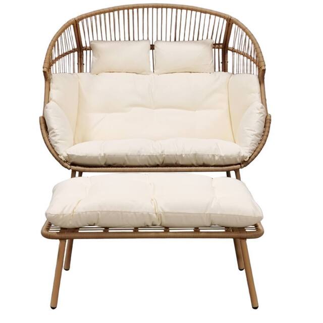 Artemis Home Cocona 2 Seat Standing Egg Chair & Stool in Cream - image 1