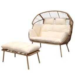 Artemis Home Cocona 2 Seat Standing Egg Chair & Stool in Cream - thumbnail 2