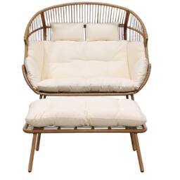 Artemis Home Cocona 2 Seat Standing Egg Chair & Stool in Cream