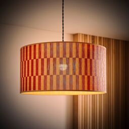 ValueLights Lori Orange Checker Bamboo Drum Easy Fit Ceiling Light Lamp Shade - thumbnail 3