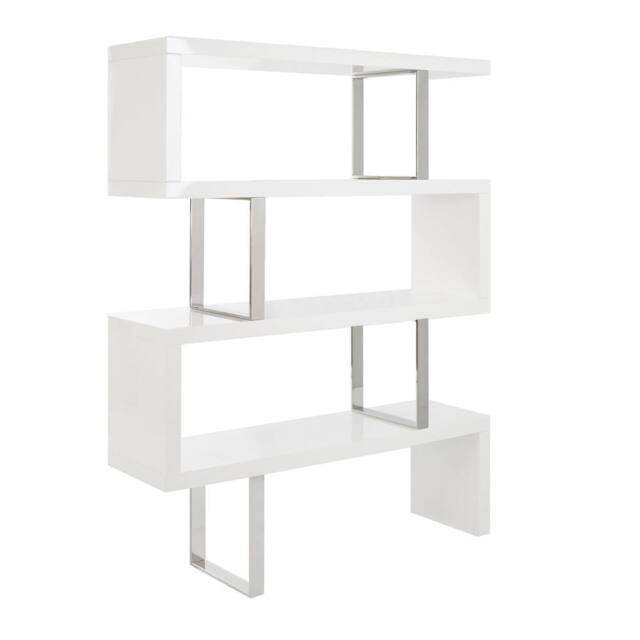 Angel Cerda White Gloss MDF & Chrome Steel Shelving Unit - image 1