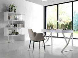 Angel Cerda White Gloss MDF & Chrome Steel Shelving Unit - thumbnail 4