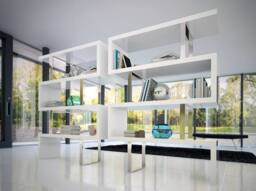 Angel Cerda White Gloss MDF & Chrome Steel Shelving Unit - thumbnail 5