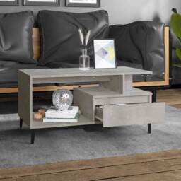 Berkfield Home Elegant Coffee Table Concrete Grey 90x49x45 cm Engineered Wood - Size: 90 x 49 x 45 cm - thumbnail 1