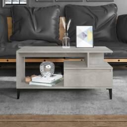 Berkfield Home Elegant Coffee Table Concrete Grey 90x49x45 cm Engineered Wood - Size: 90 x 49 x 45 cm - thumbnail 2