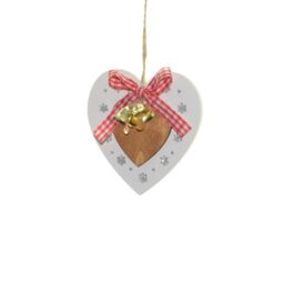 Shatchi Christmas Tree Ornaments Wooden Aesthetic Hanging Decorations set of 6 pcs with Ribbons & Bells Xmas DIY Holiday in White - thumbnail 2