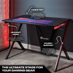 X Rocker Ocelot 115cm Gaming Desk with Mousepad, Headphone Hook & Cupholder in Black - thumbnail 5