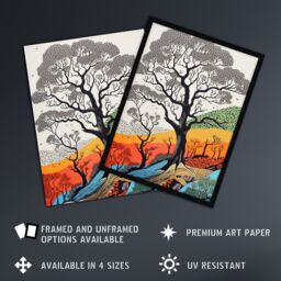 Artery8 Wall Art Print Gond Style Yosemite Forest Trees Colourful Painting Framed - Size: A4 - thumbnail 2
