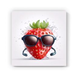 "Warren Reed - Designer Strawberry In Glasses Canvas - Size: W16"" x H16""" - thumbnail 2