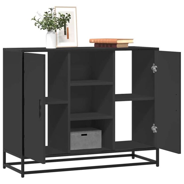 Berkfield Home Sideboard Black 92x35x76 cm Engineered Wood - Size: 92 x 35 x 76 cm - image 1